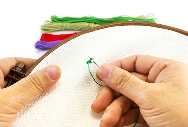 haftująca ręka z igłą